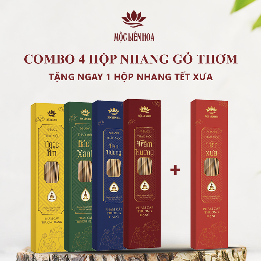 Combo 4 Hộp Nhang Gỗ Thơm - Tặng 1 Hộp Nhang Tết Xưa
